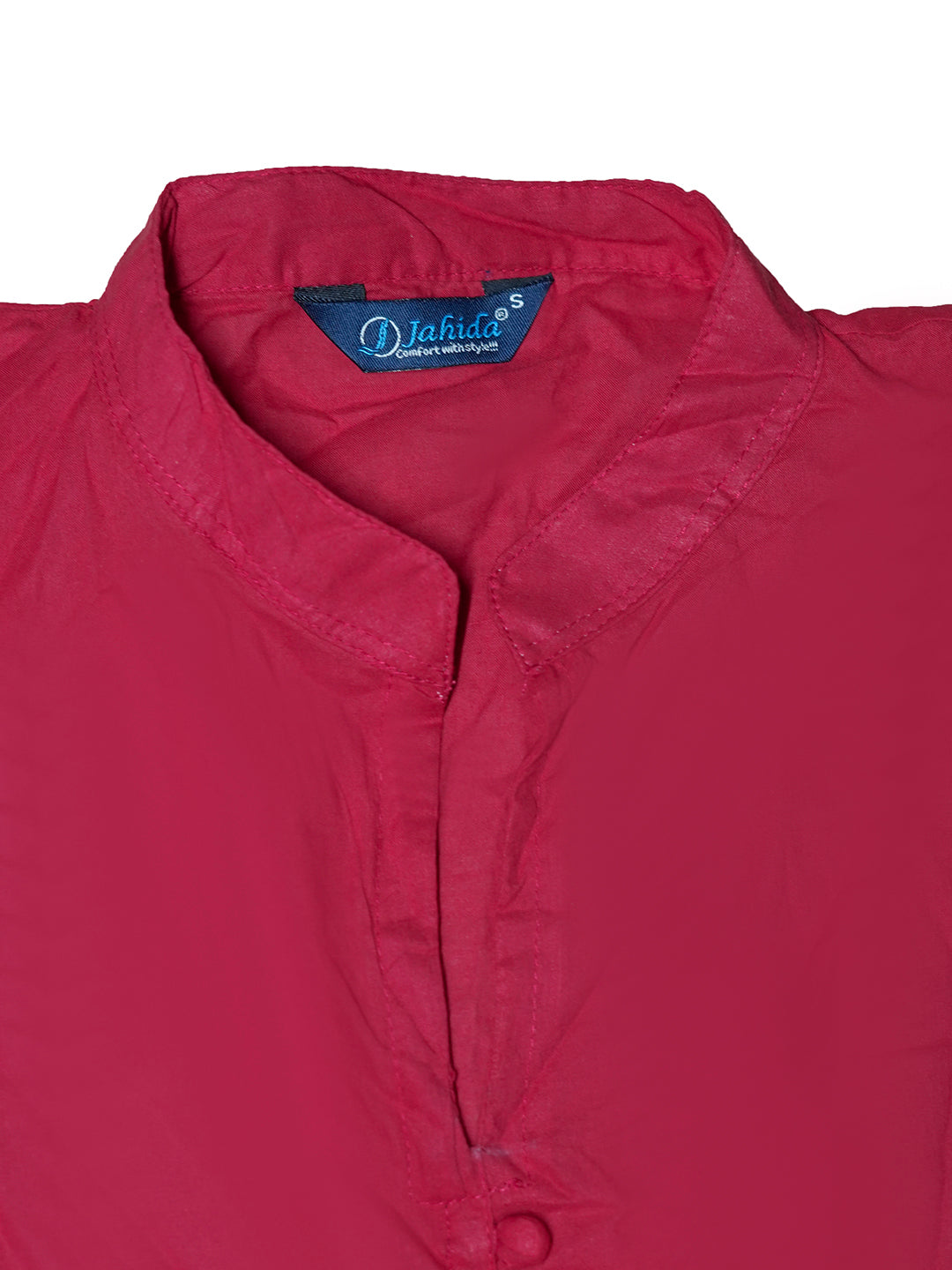 Mitrika Wine Mandarin Collar Tiered Cotton A-Line Midi Dress