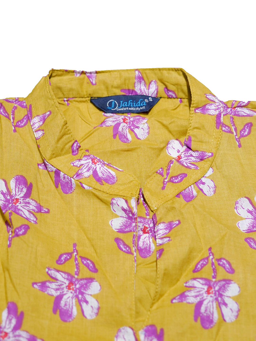 Mitrika Mustard Yellow Floral Printed Tiered Midi Dress with Puff Sleeves