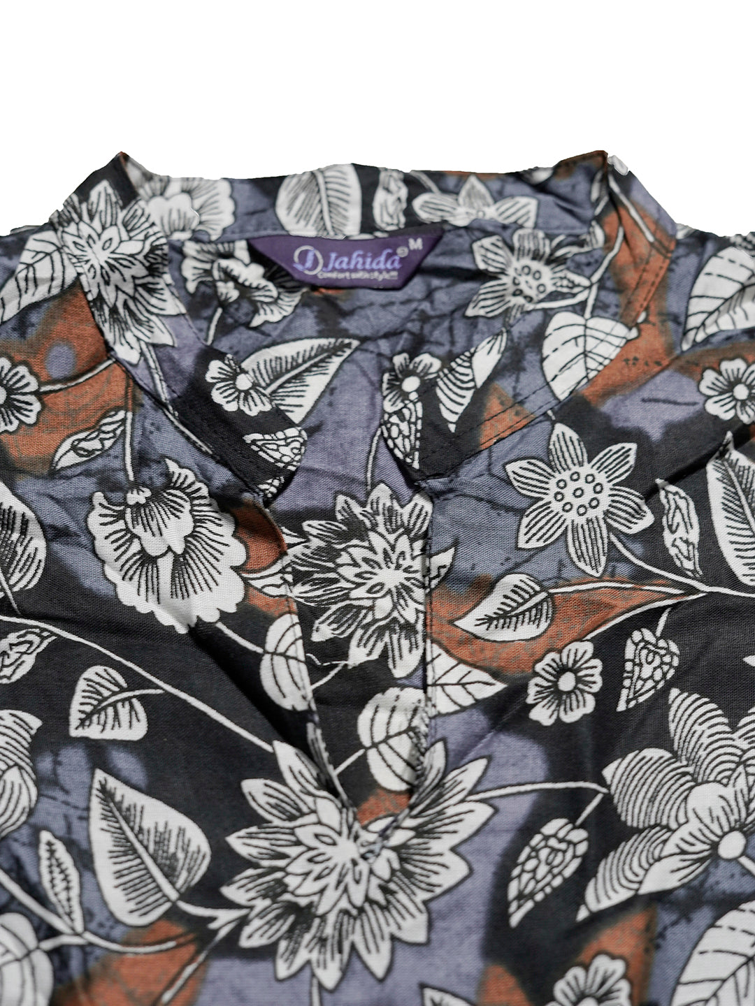 Mitrika Floral Printed Black A-Line Midi Dress with Puff Sleeves