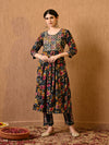 Mitrika Elegant Multi-colored Floral Printed Anarkali Gown Set with Embroidered Yoke