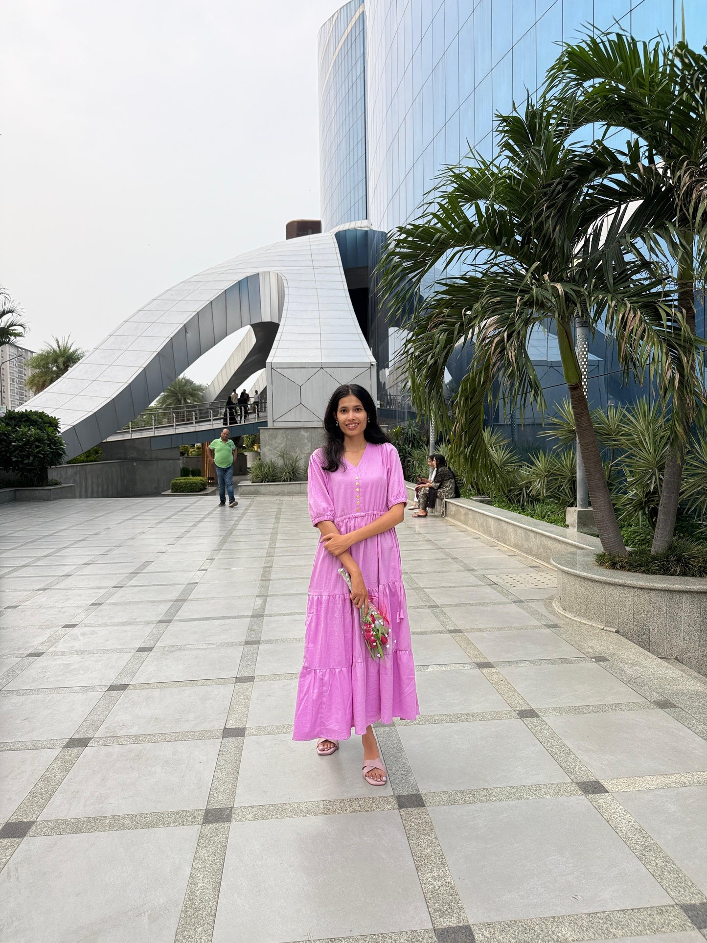 Mitrika Pastel Charm Midi Tiered Cotton Midi Dress