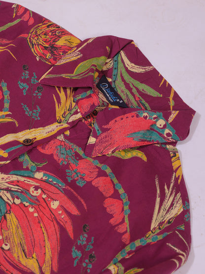 Purple Tropical Print Co-ord Set for Women – Shirt & Straight Pants