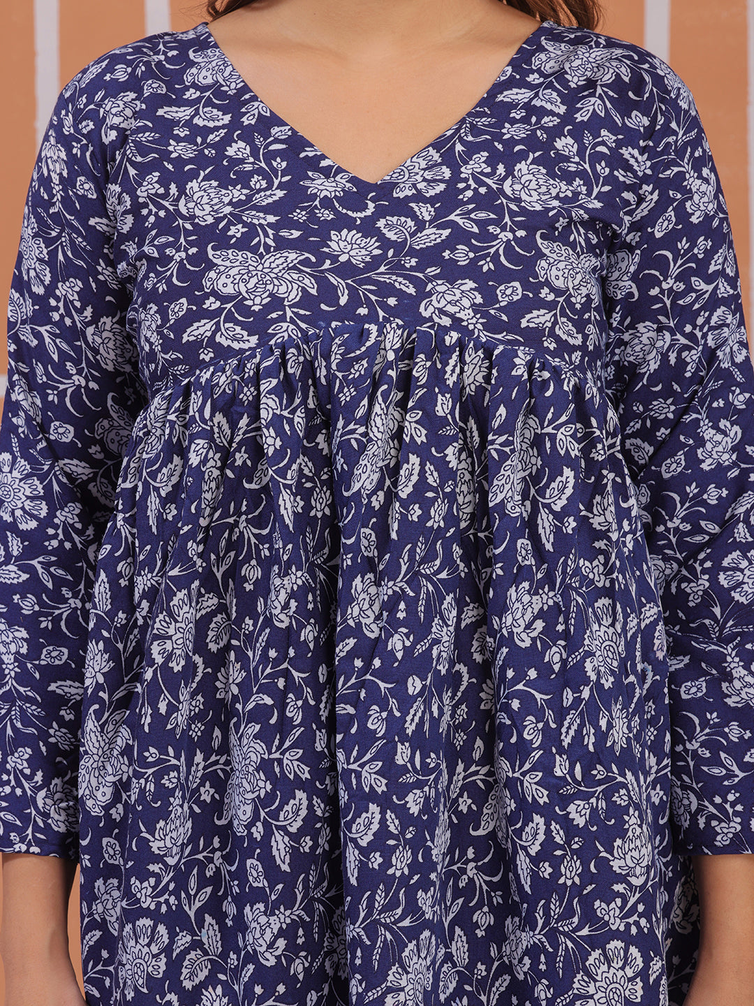 Mitrika floral printed flared top front view