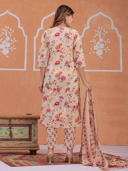 Festive ready peach floral kurta set by Mitrika