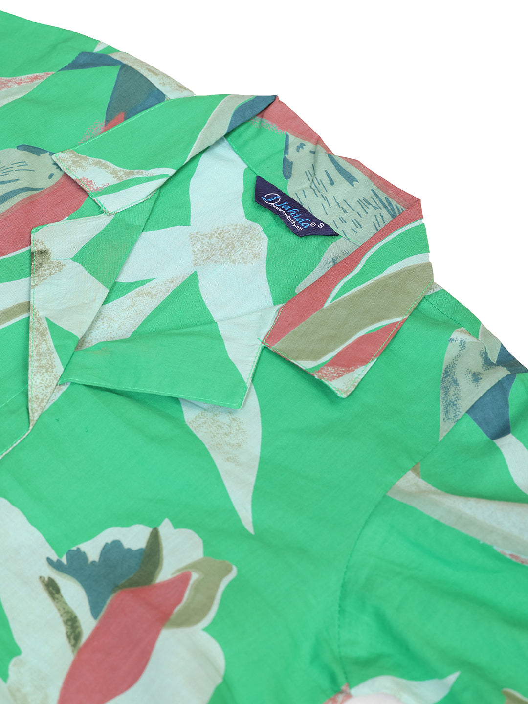 Mitrika Elegant Green Leaf-Print Cotton Co-Ord Set
