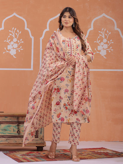 Women’s floral peach ethnic kurta set