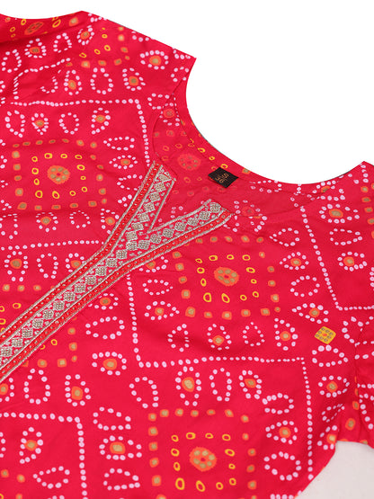 Mitrika Red Bandhani Print Kurta with Sharara Set