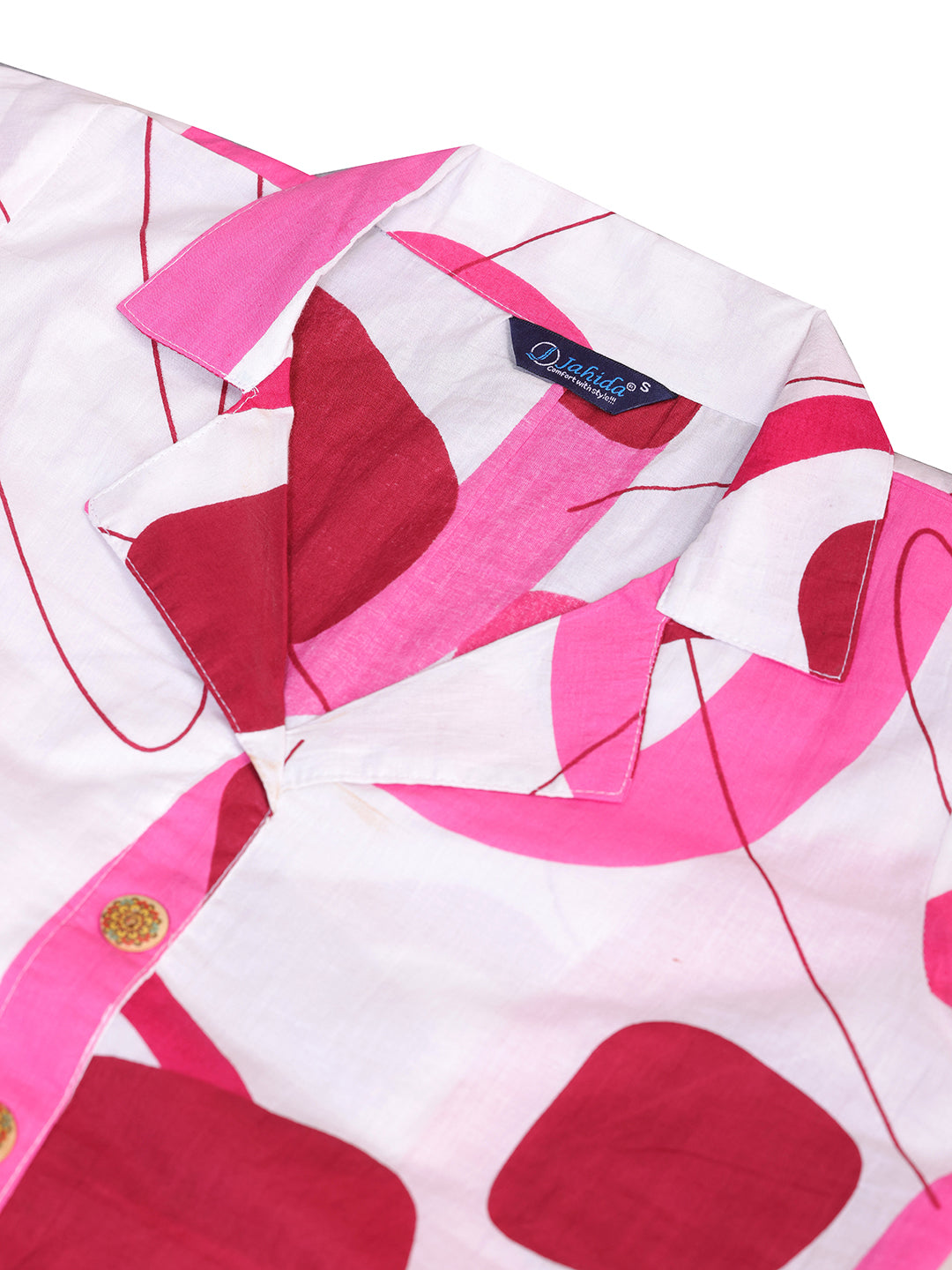 Mitrika White & Pink Abstract Print Cotton Co-ord Set