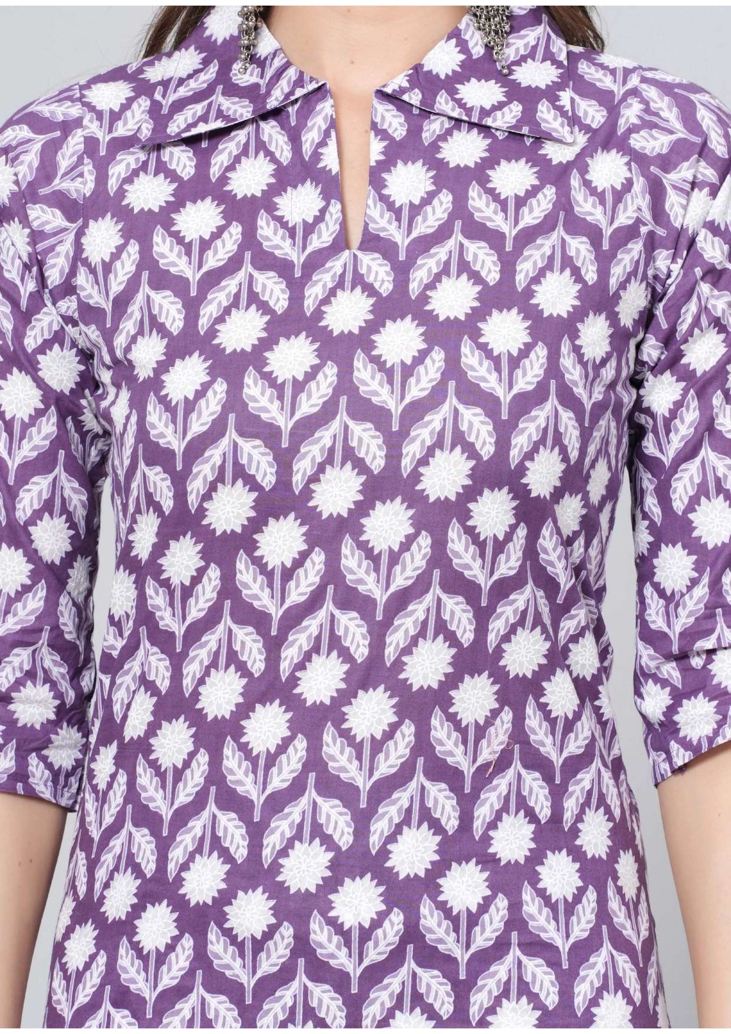 Mitrika Purple Floral Printed Cotton Kurta Set