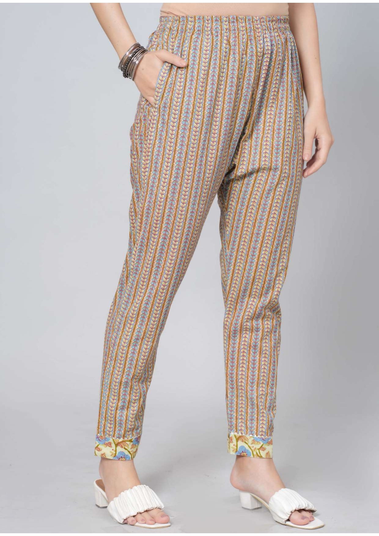 Mitrika Mustard & Multicolor Floral Print Cotton Kurta Pant Set with Printed Dupatta