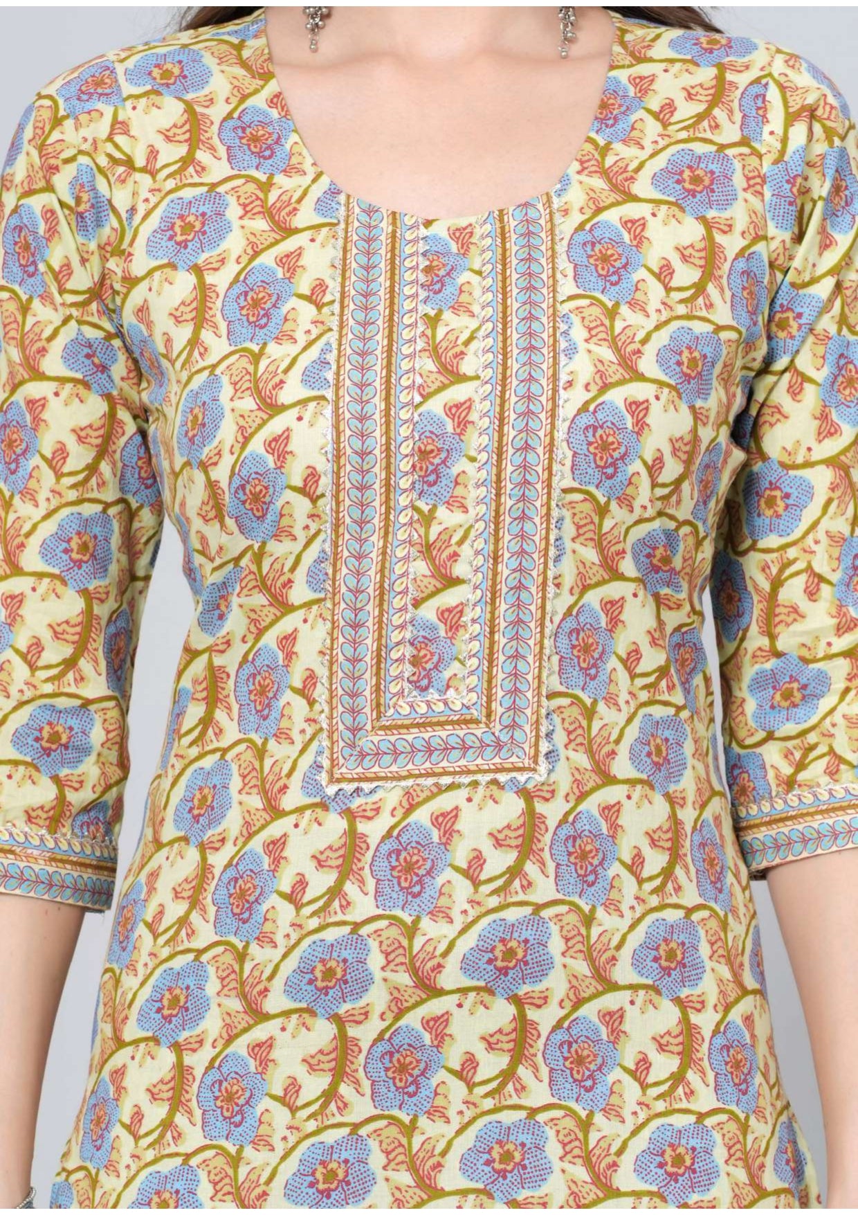 Mitrika Mustard & Multicolor Floral Print Cotton Kurta Pant Set with Printed Dupatta