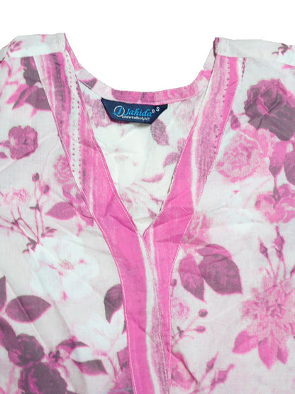 Mitrika Pink Floral Printed Cotton Kurta Set with Dupatta