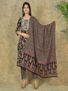 Mitrika Elegant Black Floral Cotton Kurta Set with Printed Dupatta