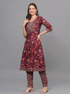 Mitrika Elegant Maroon Floral Printed Anarkali Kurta Set