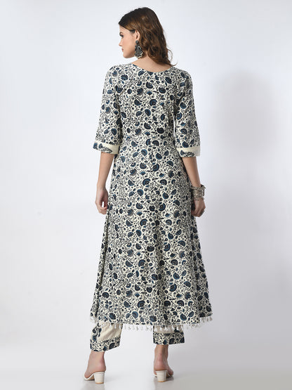 Woman wearing a floral dress on a white background