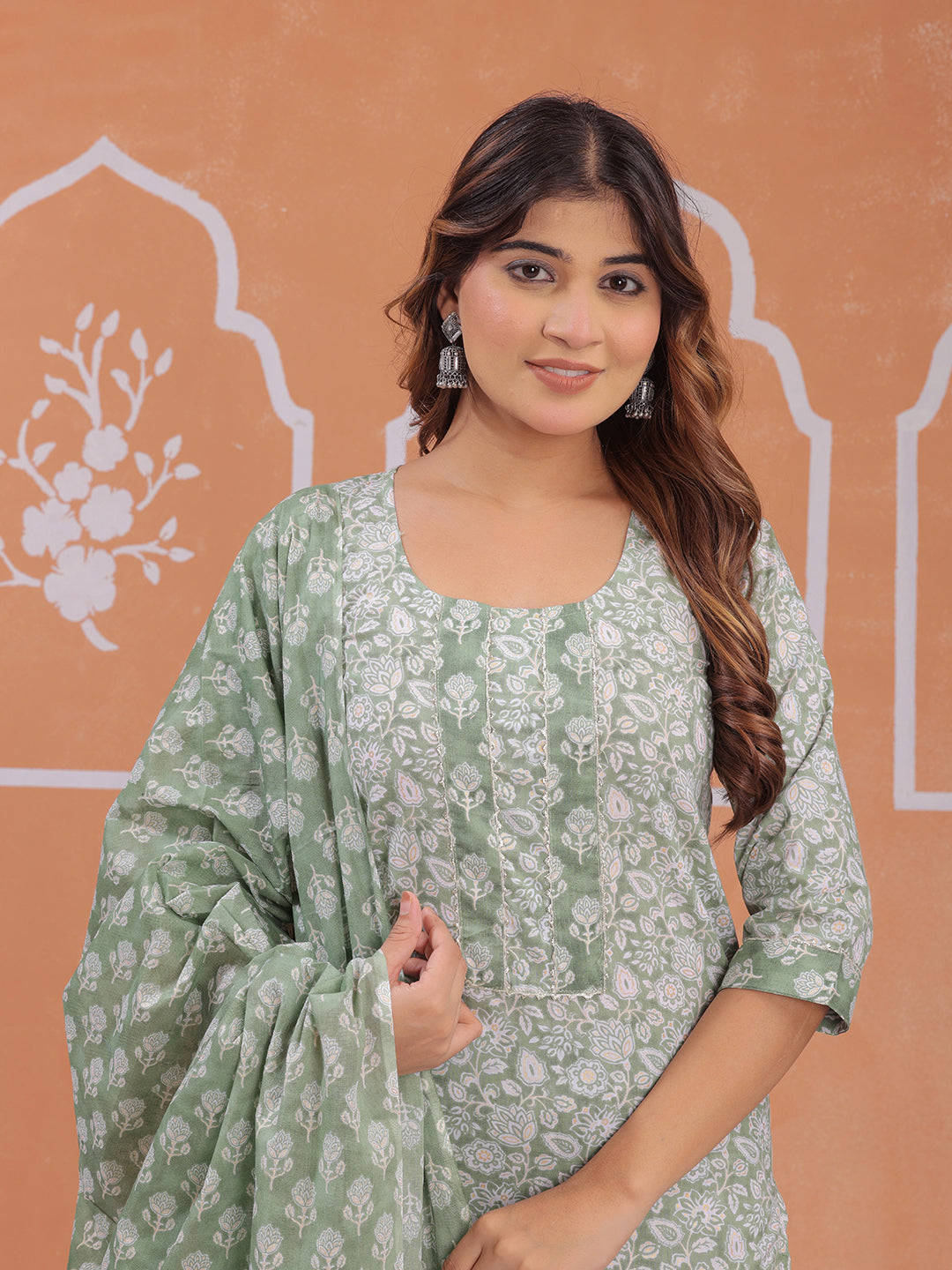 Comfortable cotton kurta pant set with dupatta