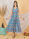 Mitrika Multicolor Abstract Printed Sleeveless Cotton Maxi Dress