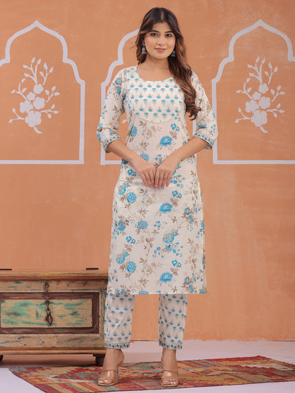 Women daily wear floral kurta pant set
