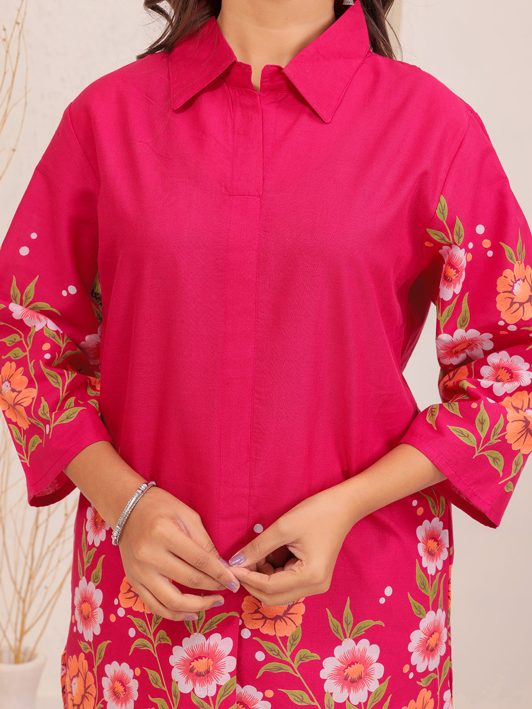 printed co-ords set, trending floral print co-ords set, shirt collar co-ords set, stylish print co-ords set, new pattern co-ord set for women, women fashion , new trending fashion , party wear co-ords set > Mitrika