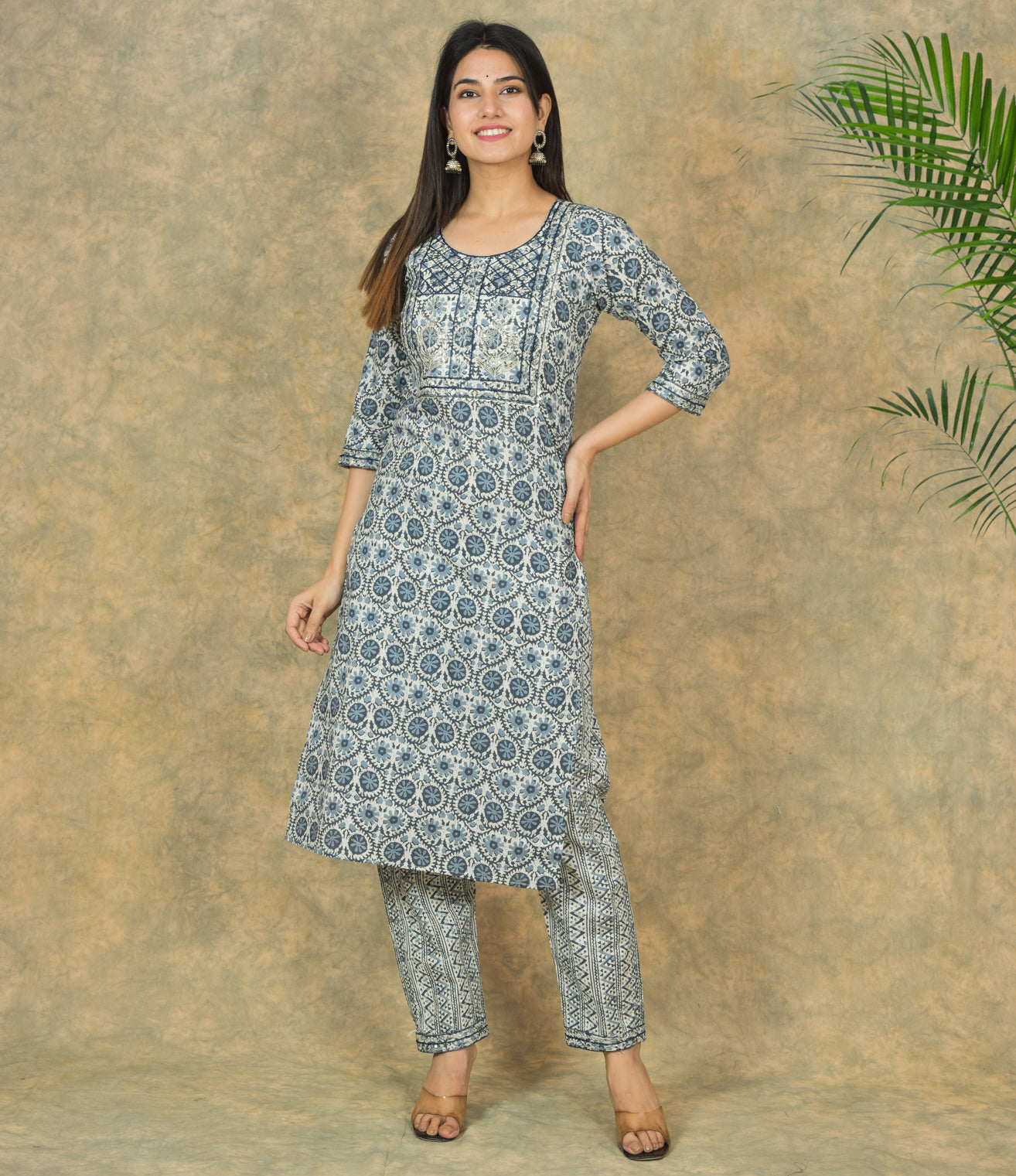 Mitrika Elegant Indigo Handblocked Printed Cotton Kurta Set With Dupatta