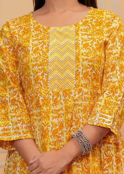 Yellow, Dupatta set, Floral, mitrika, Kurta, Kurti